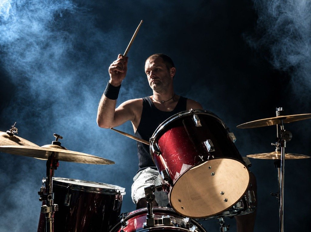 Live drummer performing on stage